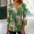 thumbnail image 1 of hxobax Daisy Floral Tunic Blouse Women's Summer Ruffle 3/4 Sleeve Tshirts V Neck Button Shirts Tops, 1 of 5