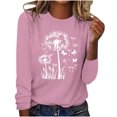 thumbnail image 1 of hxobax Dandelion Print Long Sleeve Tops Womens Cute Fall Tops Casual Crewneck Tunic Basic Tee Blouse, 1 of 5