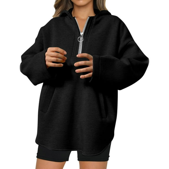 hxobax Half Zip Sweatshirt Women Oversized Raglan Shirt Long Sleeve Fleece Pullover Tops with Pocket