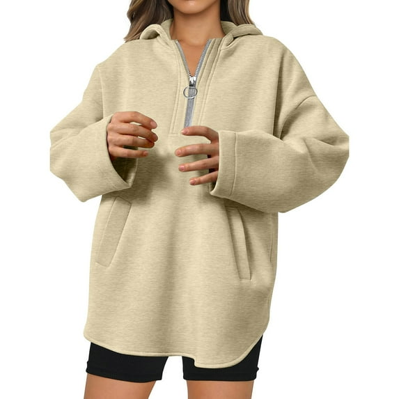 hxobax Half Zip Sweatshirt Women Oversized Raglan Shirt Long Sleeve Fleece Pullover Tops with Pocket