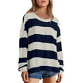thumbnail image 1 of hxobax Juniors Teens Striped Oversized Sweatshirts Women's Casual Crewneck Long Sleeve Pullover Tops, 1 of 6