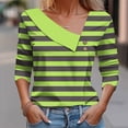 thumbnail image 1 of hxobax Long Sleeve Striped Tops for Womens Collared V Neck Tshirts Button-up Colorblock Tunic Blouse, 1 of 6