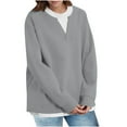 thumbnail image 1 of hxobax Oversized Casual Sweatshirts Womens Fall Pullover Tops Long Sleeve Henley V Neck Tunic Shirts, 1 of 7