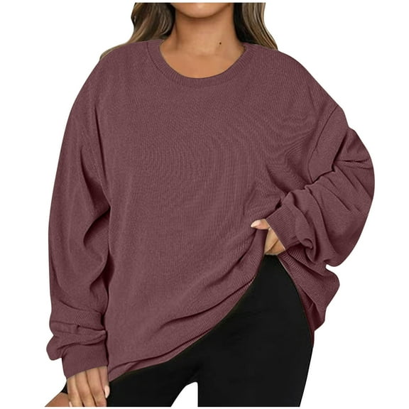 hxobax Oversized Corduroy Pullover Sweatshirts for Women Fall Trendy Long Sleeve Drop Shoulder Shirt