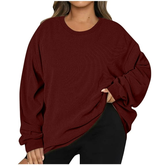 hxobax Oversized Corduroy Pullover Sweatshirts for Women Fall Trendy Long Sleeve Drop Shoulder Shirt