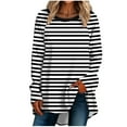 thumbnail image 1 of hxobax Oversized Striped Pullover Tops for Womens Colorblock Long SLeeve Raglan Shirts Tunics Blouse, 1 of 6
