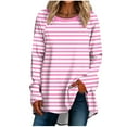 thumbnail image 1 of hxobax Oversized Striped Pullover Tops for Womens Colorblock Long SLeeve Raglan Shirts Tunics Blouse, 1 of 6