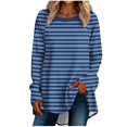 thumbnail image 1 of hxobax Oversized Striped Pullover Tops for Womens Colorblock Long SLeeve Raglan Shirts Tunics Blouse, 1 of 6