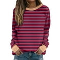 thumbnail image 1 of hxobax Plus Size Striped Sweatshirt Womens Fall Colorblock Knit Crewneck Raglan Shirt Pullover Tops, 1 of 6