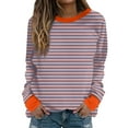 thumbnail image 1 of hxobax Plus Size Striped Sweatshirt Womens Fall Colorblock Knit Crewneck Raglan Shirt Pullover Tops, 1 of 6