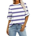thumbnail image 1 of hxobax Striped Short Sleeve Tshirts Women Summer Tops Cute Oversized Tees Y2K Clothes Tunic Blouses, 1 of 4