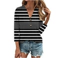 thumbnail image 1 of hxobax Striped Tunic Tops for Womens 3/4 Sleeve V Neck Button Down Shirts Basic Tee Pullover Blouse, 1 of 5