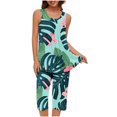 thumbnail image 1 of hxobax Tie Dye Pajamas Set Womens Casual Crewneck Sleeveless Tank Tops and Capri Pants Loungewear Sleepwear 2 Piece PJ Sets Cropped Trousers Set Nightwear Matching Sets House,#04_Mint Green,Small, 1 of 6