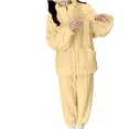 thumbnail image 1 of hxobax Winter Warm Sleepwear for Womens Pajamas Set 2 Piece Pjs Pj Sets Solid Color Long Sleeve Zipper Jacket Shirts and Full-Length Bottom Nightwear Sets Plush Fleece Loungewear,#01_Beige,XX-Large, 1 of 5