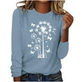 thumbnail image 1 of hxobax Women Casual Crewneck Tops Fall Long Sleeve Tshirt Dandelion Floral Tunic Cute Pullover Shirt, 1 of 5