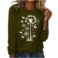 thumbnail image 1 of hxobax Women Casual Crewneck Tops Fall Long Sleeve Tshirt Dandelion Floral Tunic Cute Pullover Shirt, 1 of 5