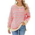 thumbnail image 1 of hxobax Women Oversized Sweatshirt Striped Color Block Pullover Long Sleeve Crew Neck Y2K Shirts Tops, 1 of 7