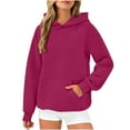 thumbnail image 1 of hxobax Women's Casual Hoodies Fashion Knit Cotton Hooded Sweatshirt Texture Long Sleeve Pullover Top, 1 of 8