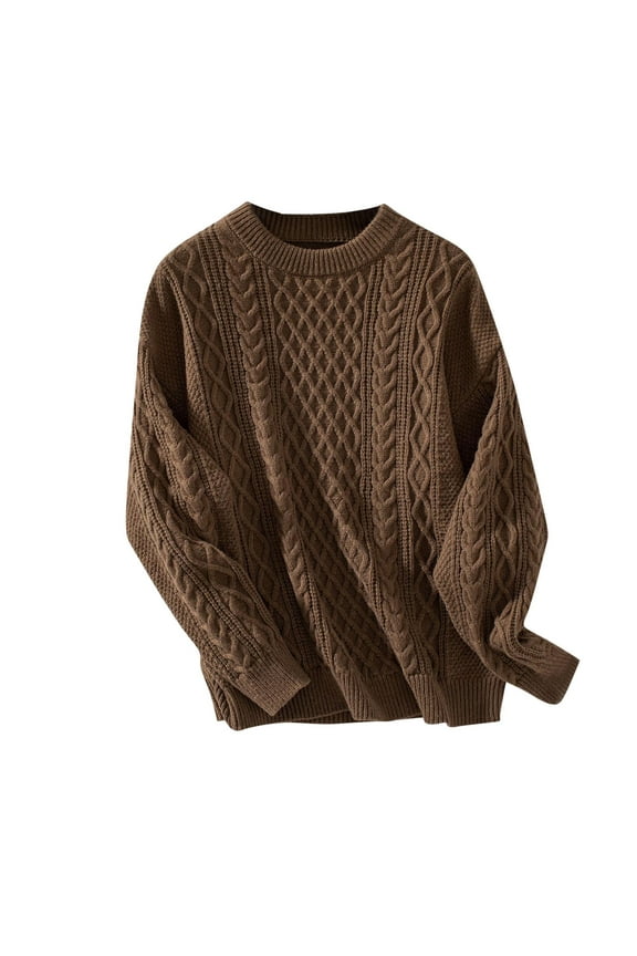 Women's Crewneck Sleeve Sweaters 2024 Fall Oversized Chunky Knit Pullover Tops Jumpers Shirts