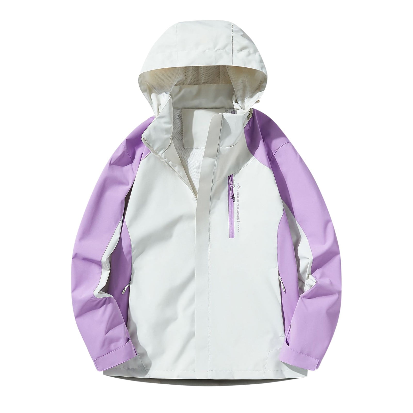 hxobax Women's Fashion Jacket Plus Size Colorblock Hooded Outdoor ...