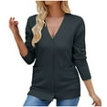 thumbnail image 1 of hxobax Women's Knit Open Front Sweater Jacket Tops Long Sleeve Button Cardigan Outwear with Pockets, 1 of 4