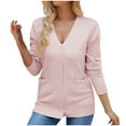 thumbnail image 1 of hxobax Women's Knit Open Front Sweater Jacket Tops Long Sleeve Button Cardigan Outwear with Pockets, 1 of 4