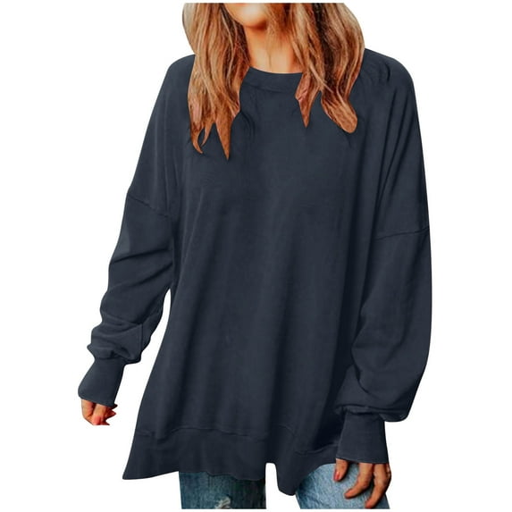 hxobax Women's Oversized Pullover Sweatshirts Crewneck Drop Shoulder Long Sleeve Sweatshirt Sweaters