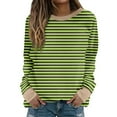 thumbnail image 1 of hxobax Women's Striped Sweatshirts Colorblock Crewneck Long Sleeve Pullover Tops Tunic Raglan Shirts, 1 of 5