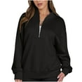 thumbnail image 1 of hxobax Womens Casual Pullover Tops Trendy Fall Half Zip Oversized Sweatshirt Long Sleeve Sweatshirts, 1 of 7