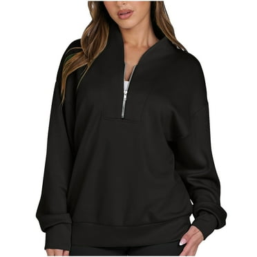 hxobax Womens Casual Pullover Tops Trendy Fall Half Zip Oversized Sweatshirt Long Sleeve Sweatshirts