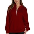 thumbnail image 1 of hxobax Womens Casual Pullover Tops Trendy Fall Half Zip Oversized Sweatshirt Long Sleeve Sweatshirts, 1 of 7