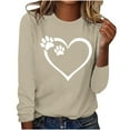 thumbnail image 1 of hxobax Womens Crewneck Long Sleeve Tshirs Cute Heart Paw Print Tunic Tops Basic Tee Pullover Blouses, 1 of 5