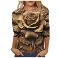 thumbnail image 1 of hxobax Womens Cute 3/4 Sleeve T Shirts 3D Animals Print Tunic Tee Crewneck Summer Tops Comfy Blouses, 1 of 5