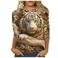 thumbnail image 1 of hxobax Womens Cute 3/4 Sleeve T Shirts 3D Animals Print Tunic Tee Crewneck Summer Tops Comfy Blouses, 1 of 5