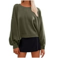 thumbnail image 1 of hxobax Womens Fall Oversized Sweatshirts Teen Girls Drop Shoulder Lantern Sleeve Crop Pullover Tops, 1 of 8