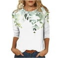 thumbnail image 1 of hxobax Womens Floral 3/4 Sleeve Tops Casual Crewneck Tshirts Summer Basic Tunic Tees Comfy Blouses, 1 of 5