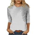 thumbnail image 1 of hxobax Womens Floral 3/4 Sleeve Tops Casual Crewneck Tshirts Summer Basic Tunic Tees Comfy Blouses, 1 of 5