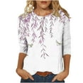 thumbnail image 1 of hxobax Womens Floral T Shirts 3/4 Sleeve Cute Tunic Tops Summer Casual Basic Tee Classic Tshirts Top, 1 of 5