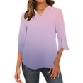 thumbnail image 1 of hxobax Womens Gradient Tunic Tops Split 3/4 Length Sleeve Tshirts Henley V Neck Shirts Summer Blouse, 1 of 7