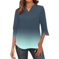 thumbnail image 1 of hxobax Womens Gradient Tunic Tops Split 3/4 Length Sleeve Tshirts Henley V Neck Shirts Summer Blouse, 1 of 7