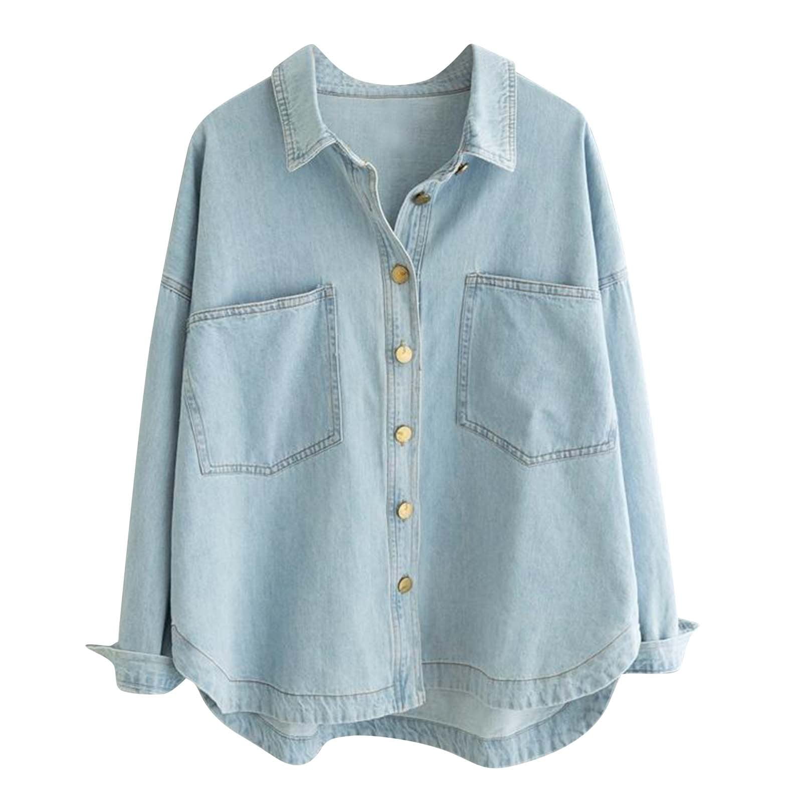 Cap Sleeve Button Down Denim Blouse main image 1