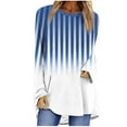 thumbnail image 1 of hxobax Womens Oversized Crewneck Tunic Tops for Leggings Long Sleeve Striped Gradient Pullover Shirt, 1 of 5