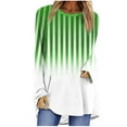 thumbnail image 1 of hxobax Womens Oversized Crewneck Tunic Tops for Leggings Long Sleeve Striped Gradient Pullover Shirt, 1 of 5