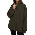 thumbnail image 1 of hxobax Womens Oversized Sweatshirts Fleece Long Sleeve Half Button Casual Pullover Tops With Pockets, 1 of 7
