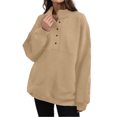 thumbnail image 1 of hxobax Womens Oversized Sweatshirts Fleece Long Sleeve Half Button Casual Pullover Tops With Pockets, 1 of 7