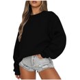 thumbnail image 1 of hxobax Womens Oversized Texture Sweatshirts Trendy Crewneck Balloon Sleeve Pullover Hoodies Sweaters, 1 of 5
