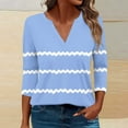 thumbnail image 1 of hxobax Womens Striped T Shirts Plus Size 3/4 Sleeve V Neck Tunic Tops Summer Trendy Basic Tee Blouse, 1 of 5