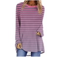thumbnail image 1 of hxobax Womens Striped Tunic Tops to wear with Leggings Trendy Long Sleeve Shirts Pullover Tunics Tee, 1 of 5