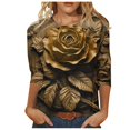 thumbnail image 1 of hxobax Womens Tops Trendy 3D Animals Print Tshirts Casual Crewneck 3/4 Sleeve Shirts Cute Basic Tees, 1 of 5