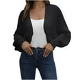 thumbnail image 1 of hxobax Womens Trendy Cropped Cardigans Open Front Dolman Long Sleeve Sweaters Elegant Short Shrugs, 1 of 7